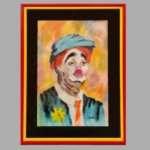Original Painting of Clown Pastel on Paper Painting Vintage 