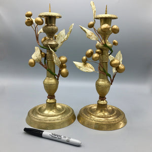 Pair of Antique French Brass Candleholders 19th Century Candlestick Antique 