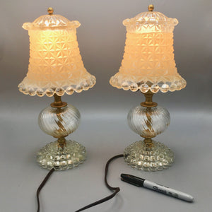 Pair of Mid Century Boudoir Glass Lamps by Leviton Lamp Vintage 