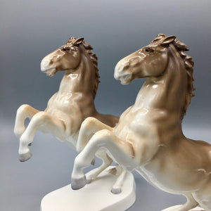 Pair of Noritake Porcelain Horses Figurines Nippon Toki Kaisha 1946 Figurine Vintage 