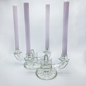 Pair of Vintage Glass and Crystal Two-Light Candelabras Candelabra Vintage 