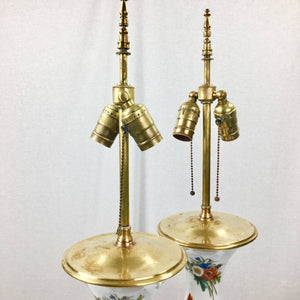 Pair of Vintage Porcelain Hand Painted Lamps Lamp Vintage 