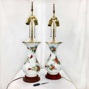 Pair of Vintage Porcelain Hand Painted Lamps Lamp Vintage 