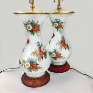 Pair of Vintage Porcelain Hand Painted Lamps Lamp Vintage 