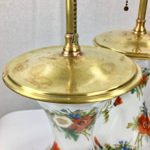Pair of Vintage Porcelain Hand Painted Lamps Lamp Vintage 