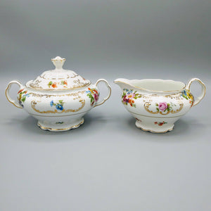 Porcelain Creamer and Sugar Bowl Set Czechoslovakia Victoria 1930s China Vintage 