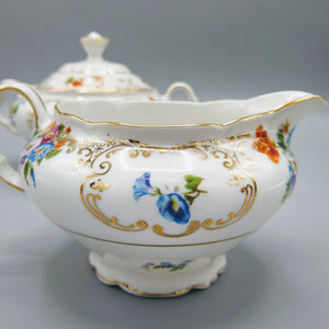 Porcelain Creamer and Sugar Bowl Set Czechoslovakia Victoria 1930s China Vintage 