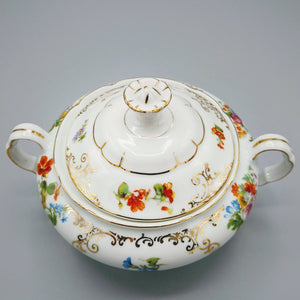 Porcelain Creamer and Sugar Bowl Set Czechoslovakia Victoria 1930s China Vintage 