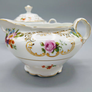 Porcelain Creamer and Sugar Bowl Set Czechoslovakia Victoria 1930s China Vintage 