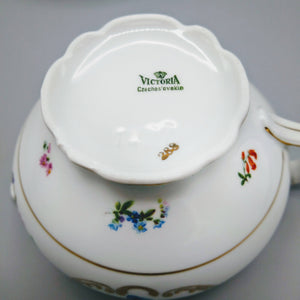 Porcelain Creamer and Sugar Bowl Set Czechoslovakia Victoria 1930s China Vintage 