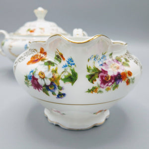 Porcelain Creamer and Sugar Bowl Set Czechoslovakia Victoria 1930s China Vintage 