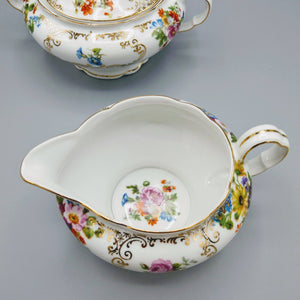 Porcelain Creamer and Sugar Bowl Set Czechoslovakia Victoria 1930s China Vintage 