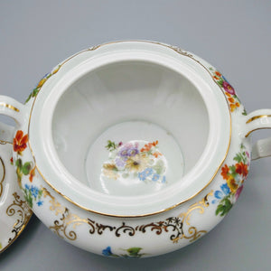 Porcelain Creamer and Sugar Bowl Set Czechoslovakia Victoria 1930s China Vintage 