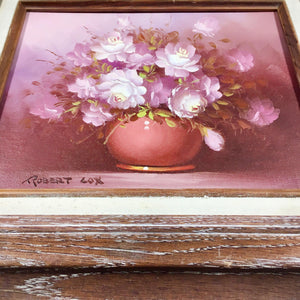 Robert Cox Oil on Canvas Painting of Still Life Roses Painting Vintage 