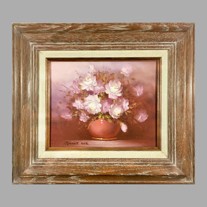 Robert Cox Oil on Canvas Painting of Still Life Roses Painting Vintage 