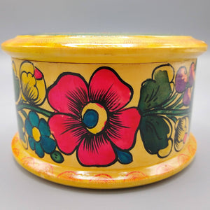 Russian Hand Carved Lidded Box Polkhov Maidansky Folk Art Box Vintage 