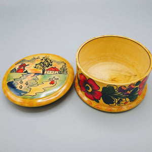 Russian Hand Carved Lidded Box Polkhov Maidansky Folk Art Box Vintage 