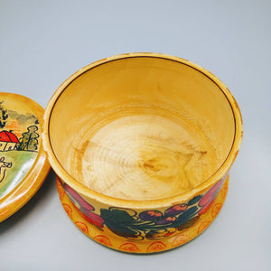Russian Hand Carved Lidded Box Polkhov Maidansky Folk Art Box Vintage 