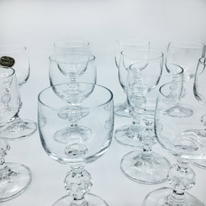Set of 10 Bohemian Crystal Liquor Glasses with Ball Stems Barware Vintage 