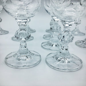 Set of 10 Bohemian Crystal Liquor Glasses with Ball Stems Barware Vintage 
