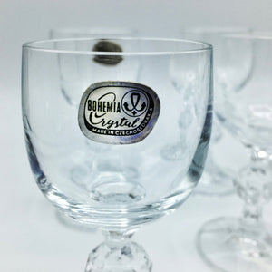 Set of 10 Bohemian Crystal Liquor Glasses with Ball Stems Barware Vintage 