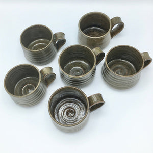 Set of 6 Teruo Hara Tea Bowls Japanese Glazed Ceramic Cup Vintage 