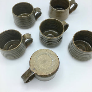 Set of 6 Teruo Hara Tea Bowls Japanese Glazed Ceramic Cup Vintage 