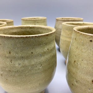 Set of 7 Teruo Hara Tea Bowls Japanese Glazed Ceramic Cup Vintage 