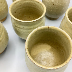 Set of 7 Teruo Hara Tea Bowls Japanese Glazed Ceramic Cup Vintage 