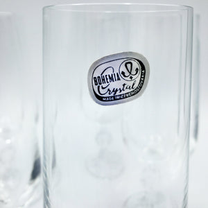Set of 8 Bohemian Crystal Champagne Flutes with Ball Stems Barware Vintage 