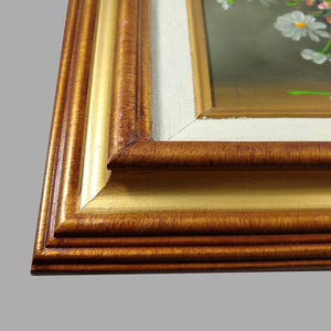 Still Life Painting of Daisies Oil on Canvas by R. Campton Painting Vintage 