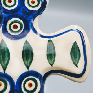 Vintage Glazed Ceramic Cross Polish Artisan Boleslawiec Pottery Cross Vintage 