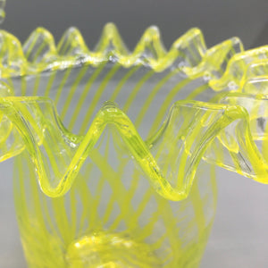Vintage Italian Yellow Art Glass Basket Basket Vintage 