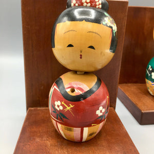 Vintage Japanese Bookends Wooden Kokeshi Bookend Vintage 