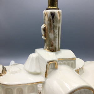Vintage Lawrence Welk White Ceramic Gold Plated Lamp 1950s Lamp Vintage 