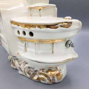 Vintage Lawrence Welk White Ceramic Gold Plated Lamp 1950s Lamp Vintage 