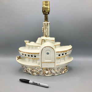 Vintage Lawrence Welk White Ceramic Gold Plated Lamp 1950s Lamp Vintage 