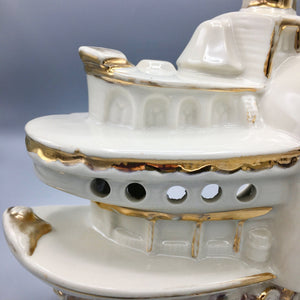 Vintage Lawrence Welk White Ceramic Gold Plated Lamp 1950s Lamp Vintage 