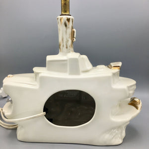 Vintage Lawrence Welk White Ceramic Gold Plated Lamp 1950s Lamp Vintage 