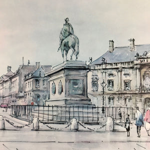 Vintage Print of Roca Delpech's Painting of Royal Palace in Copenhagen Lithograph Vintage 