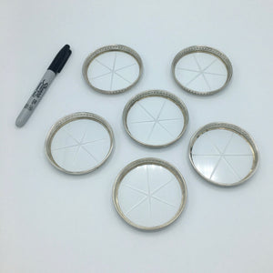 Vintage Set of 6 Coasters Etched Glass Sterling Silver Coaster Vintage 